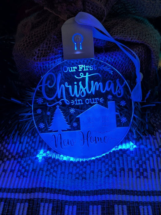 First Christmas in Our New Home Tree Bauble 3d LED Light Decoration - KustomboxNight Lights & Ambient LightingKustomboxBauble - Standard Size