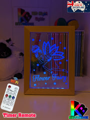 Flower Fairy Princess Personalised Name Timber Frame base USB 3D LED Night Light + Remote - KustomboxNight Lights & Ambient LightingKustomboxTimber Frame Light