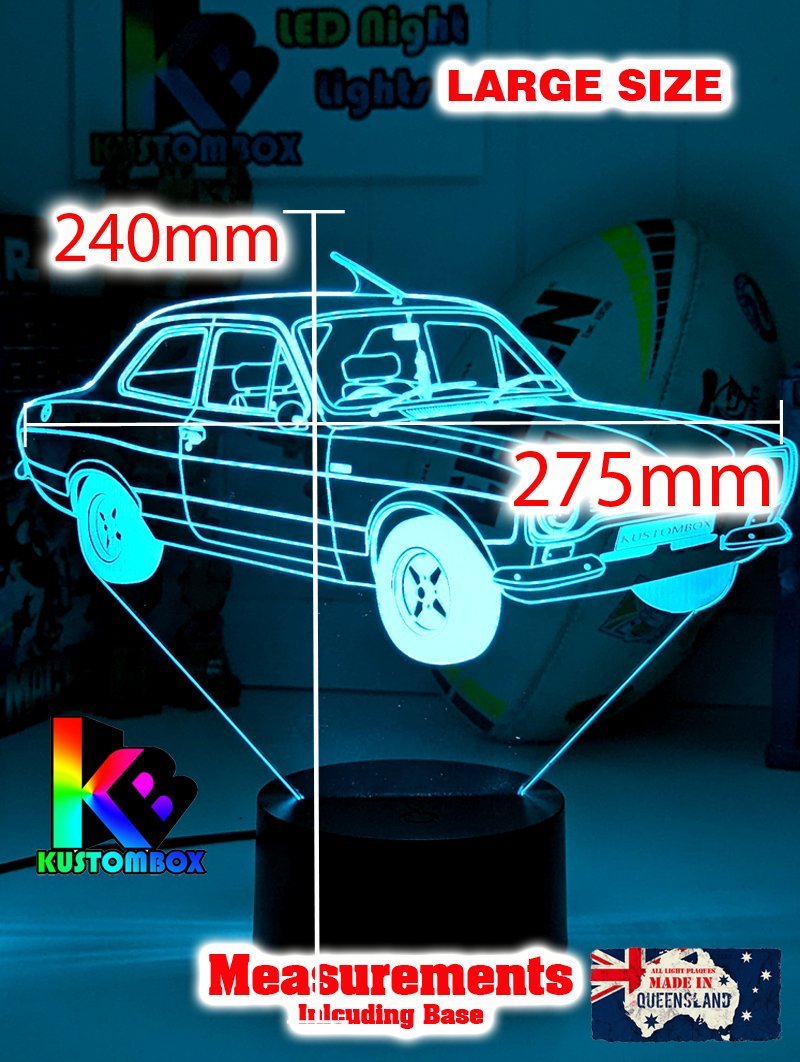 FORD ESCORT MK1 CAR PERSONALISED 3D LED NIGHT LIGHT MANCAVE BAR LIGHT - KustomboxNight Lights & Ambient LightingKustomboxStandard No Name