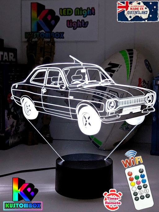 FORD ESCORT MK1 CAR PERSONALISED 3D LED NIGHT LIGHT MANCAVE BAR LIGHT - KustomboxNight Lights & Ambient LightingKustomboxStandard No Name