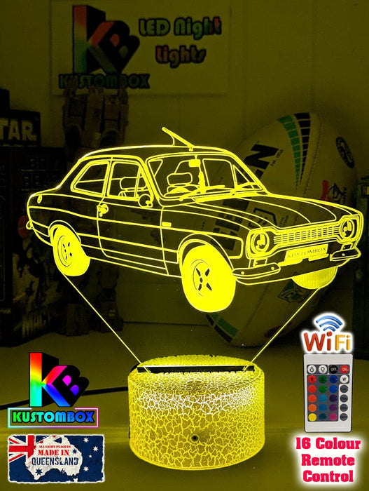FORD ESCORT MK1 CAR PERSONALISED 3D LED NIGHT LIGHT MANCAVE BAR LIGHT - KustomboxNight Lights & Ambient LightingKustomboxStandard No Name