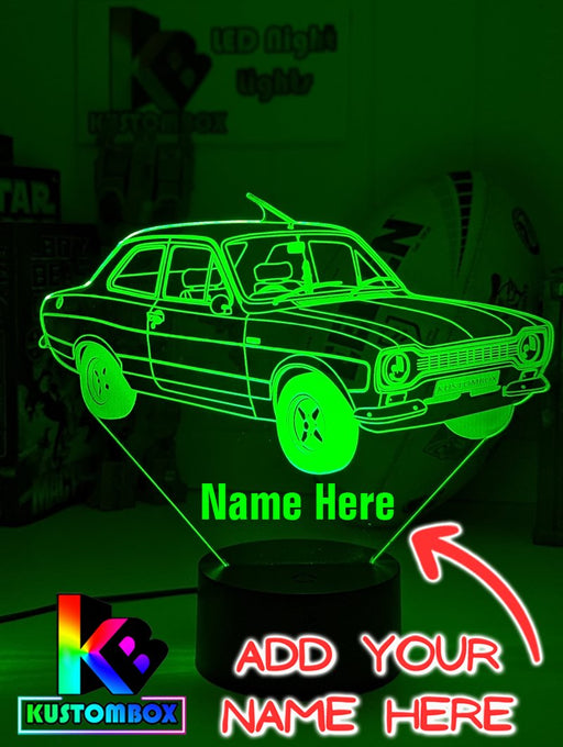 FORD ESCORT MK1 CAR PERSONALISED 3D LED NIGHT LIGHT MANCAVE BAR LIGHT - KustomboxNight Lights & Ambient LightingKustomboxStandard No Name