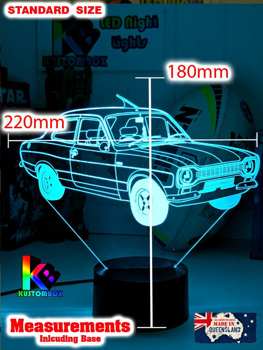 FORD ESCORT MK1 CAR PERSONALISED 3D LED NIGHT LIGHT MANCAVE BAR LIGHT - KustomboxNight Lights & Ambient LightingKustomboxStandard No Name