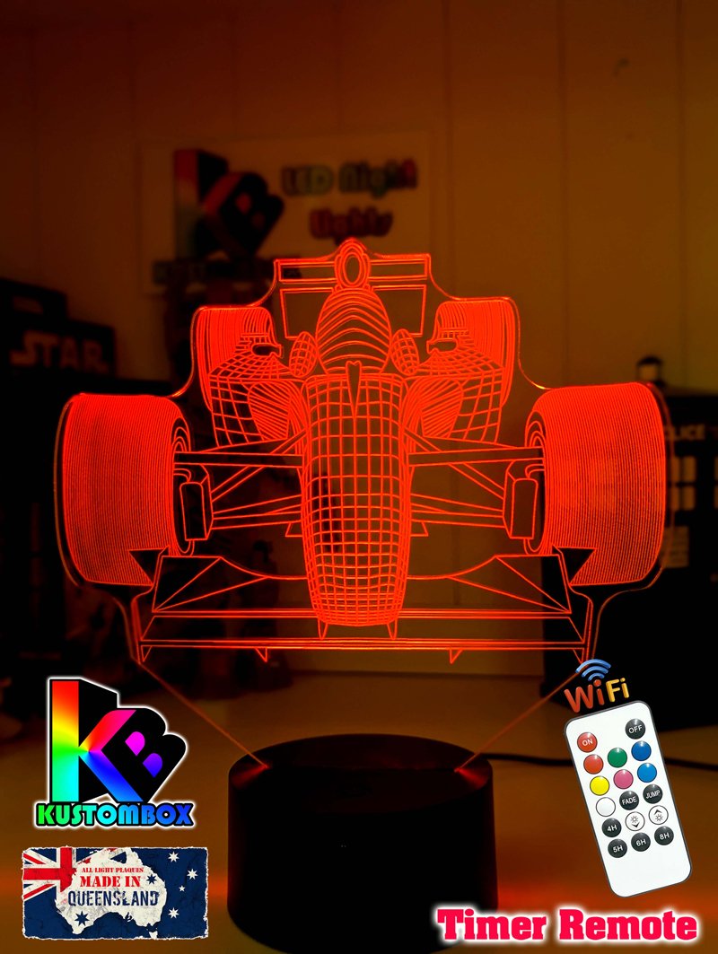 Formula F1 Racing Car 3D - LED Night Light 7 Colours + Remote Control - KustomboxNight Lights & Ambient LightingKustomboxStandard Size