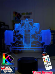 Formula F1 Racing Car 3D - LED Night Light 7 Colours + Remote Control - KustomboxNight Lights & Ambient LightingKustomboxStandard Size
