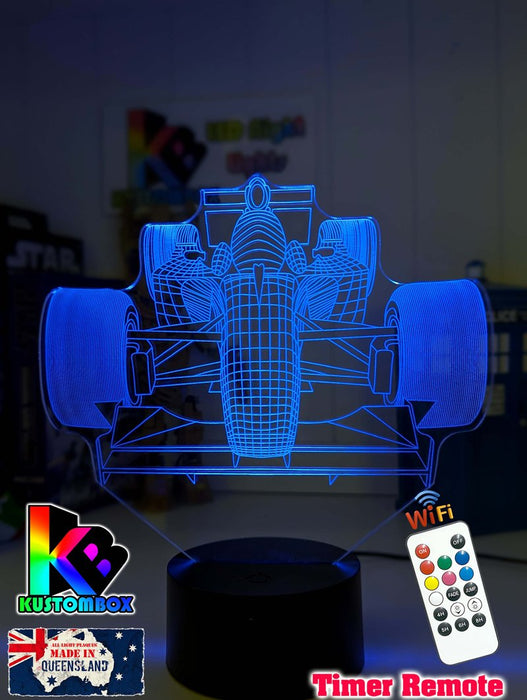 Formula F1 Racing Car 3D - LED Night Light 7 Colours + Remote Control - KustomboxNight Lights & Ambient LightingKustomboxStandard Size