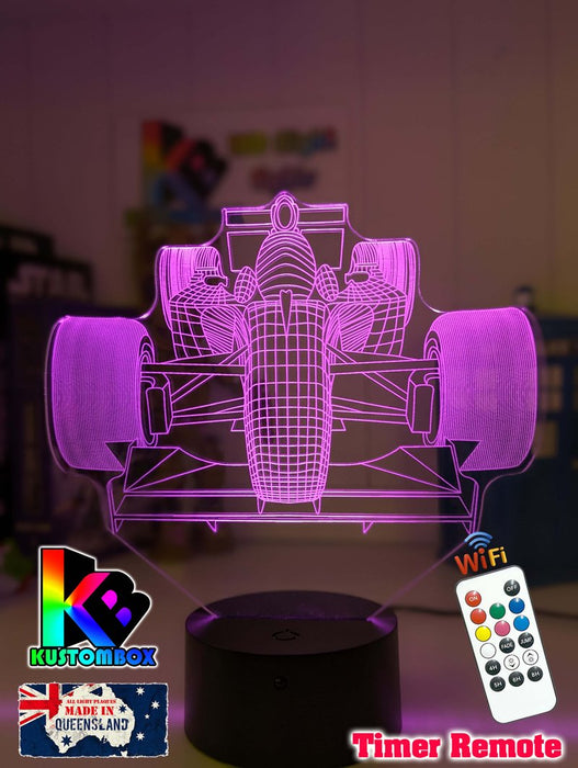 Formula F1 Racing Car 3D - LED Night Light 7 Colours + Remote Control - KustomboxNight Lights & Ambient LightingKustomboxStandard Size