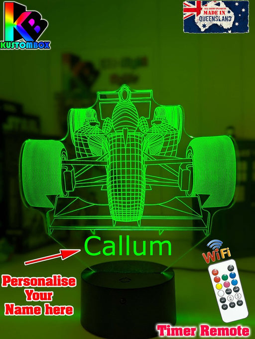 Formula F1 Racing Car 3D - LED Night Light 7 Colours + Remote Control - KustomboxNight Lights & Ambient LightingKustomboxStandard Size