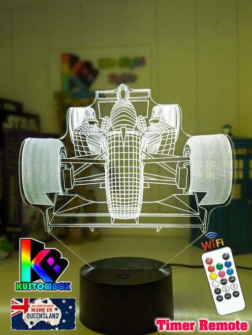 Formula F1 Racing Car 3D - LED Night Light 7 Colours + Remote Control - KustomboxNight Lights & Ambient LightingKustomboxStandard Size
