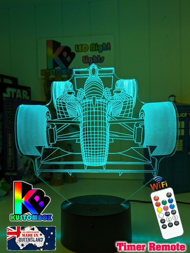 Formula F1 Racing Car 3D - LED Night Light 7 Colours + Remote Control - KustomboxNight Lights & Ambient LightingKustomboxStandard Size