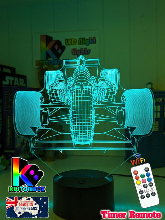 Formula F1 Racing Car 3D - LED Night Light 7 Colours + Remote Control - KustomboxNight Lights & Ambient LightingKustomboxStandard Size