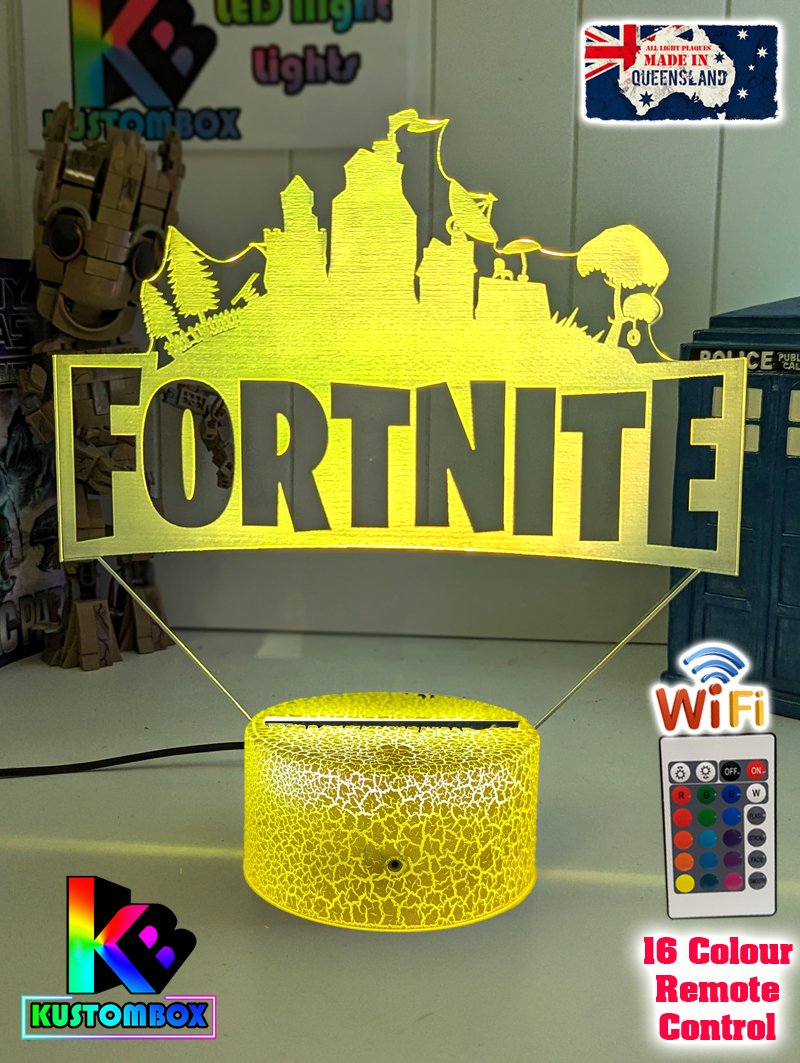Fortnite Game Logo 3D LED Night Light Lamp for Gamers Room - KustomboxNight Lights & Ambient LightingKustomboxStandard Size 220mm High - No Name