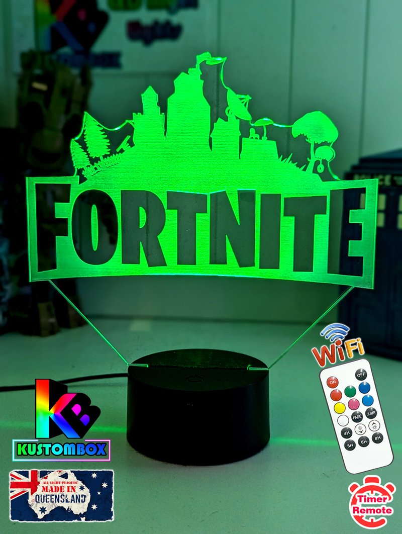 Fortnite Game Logo 3D LED Night Light Lamp for Gamers Room - KustomboxNight Lights & Ambient LightingKustomboxStandard Size 220mm High - No Name