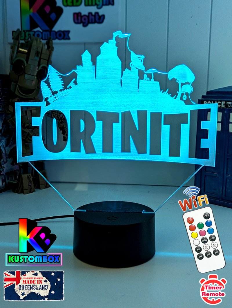 Fortnite Game Logo 3D LED Night Light Lamp for Gamers Room - KustomboxNight Lights & Ambient LightingKustomboxStandard Size 220mm High - No Name