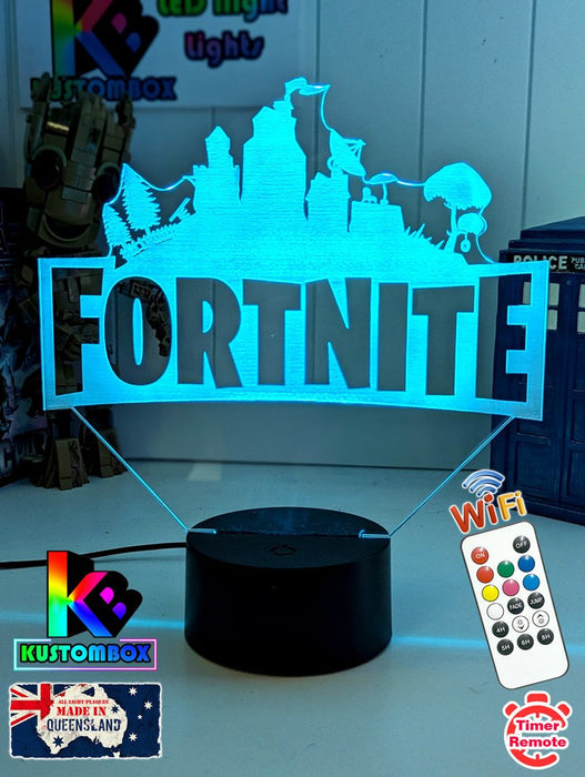 Fortnite Game Logo 3D LED Night Light Lamp for Gamers Room - KustomboxNight Lights & Ambient LightingKustomboxStandard Size 220mm High - No Name
