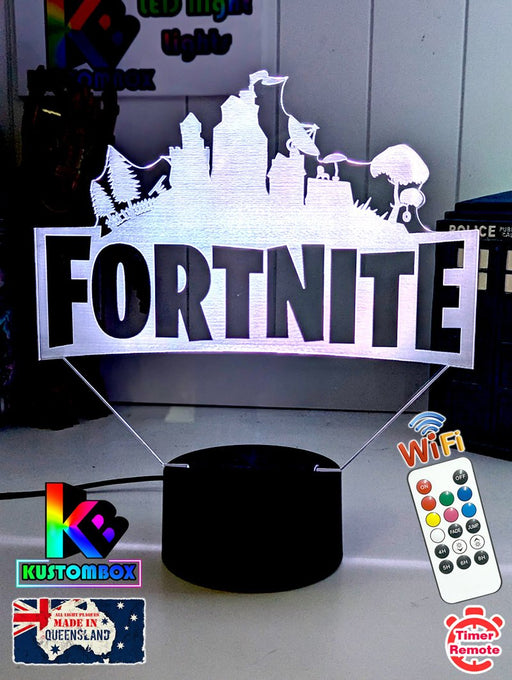 Fortnite Game Logo 3D LED Night Light Lamp for Gamers Room - KustomboxNight Lights & Ambient LightingKustomboxStandard Size 220mm High - No Name