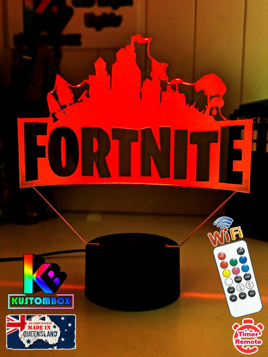 Fortnite Game Logo 3D LED Night Light Lamp for Gamers Room - KustomboxNight Lights & Ambient LightingKustomboxStandard Size 220mm High - No Name
