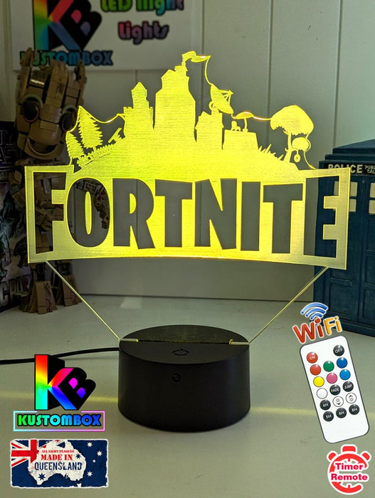Fortnite Game Logo 3D LED Night Light Lamp for Gamers Room - KustomboxNight Lights & Ambient LightingKustomboxStandard Size 220mm High - No Name