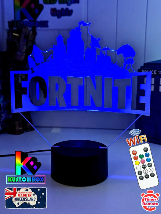 Fortnite Game Logo 3D LED Night Light Lamp for Gamers Room - KustomboxNight Lights & Ambient LightingKustomboxStandard Size 220mm High - No Name