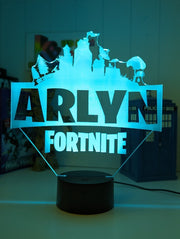 Fortnite Personalised Name Gamer Room Light 3D LED Night Light Lamp - KustomboxNight Lights & Ambient LightingKustomboxStandard Size 220mm HighBlack Base