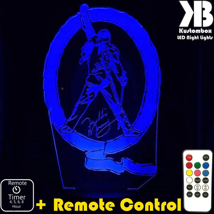 Freddie Mercury Queen Music 3D LED Night Light Lamp - KustomboxNight Lights & Ambient LightingKustomboxStandard Size