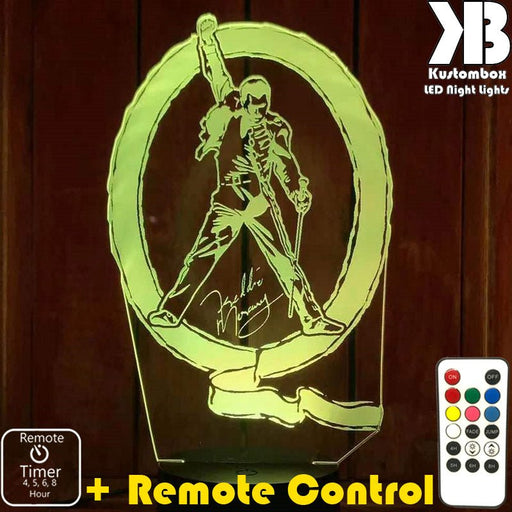 Freddie Mercury Queen Music 3D LED Night Light Lamp - KustomboxNight Lights & Ambient LightingKustomboxStandard Size
