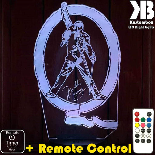 Freddie Mercury Queen Music 3D LED Night Light Lamp - KustomboxNight Lights & Ambient LightingKustomboxStandard Size