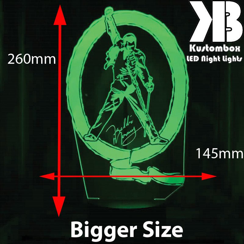 Freddie Mercury Queen Music 3D LED Night Light Lamp - KustomboxNight Lights & Ambient LightingKustomboxStandard Size
