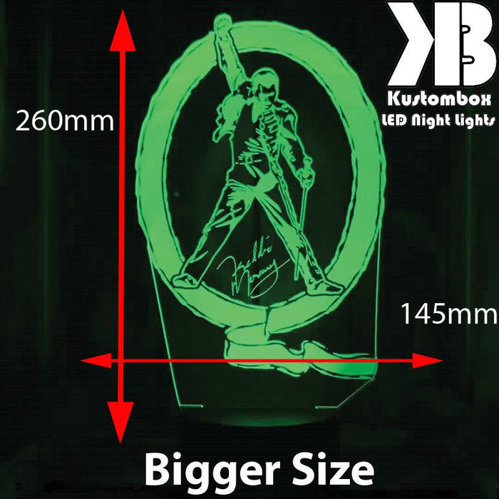 Freddie Mercury Queen Music 3D LED Night Light Lamp - KustomboxNight Lights & Ambient LightingKustomboxStandard Size