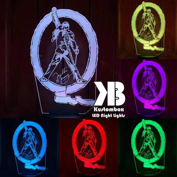 Freddie Mercury Queen Music 3D LED Night Light Lamp - KustomboxNight Lights & Ambient LightingKustomboxStandard Size