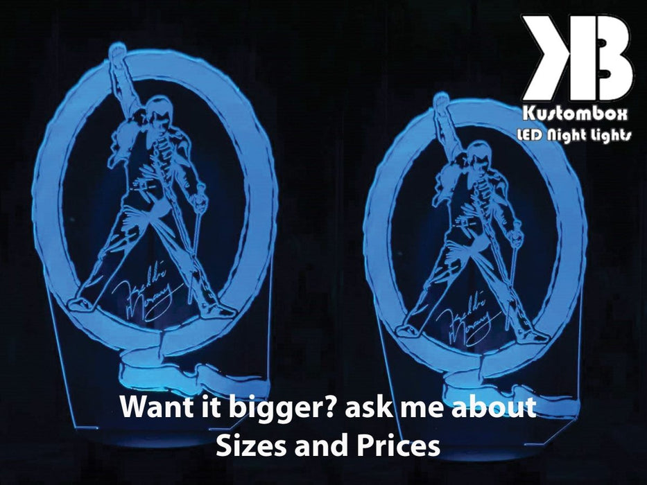 Freddie Mercury Queen Music 3D LED Night Light Lamp - KustomboxNight Lights & Ambient LightingKustomboxStandard Size