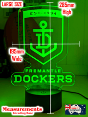 Freemantle Dockers 3D LED lamp with custom name and 16-colour glow, Large size lamp 