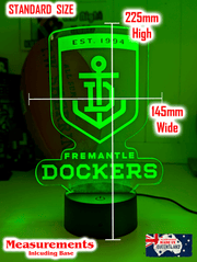 Freemantle Dockers 3D LED ball night light – 16-colour remote lamp for kids, bar or mancave.