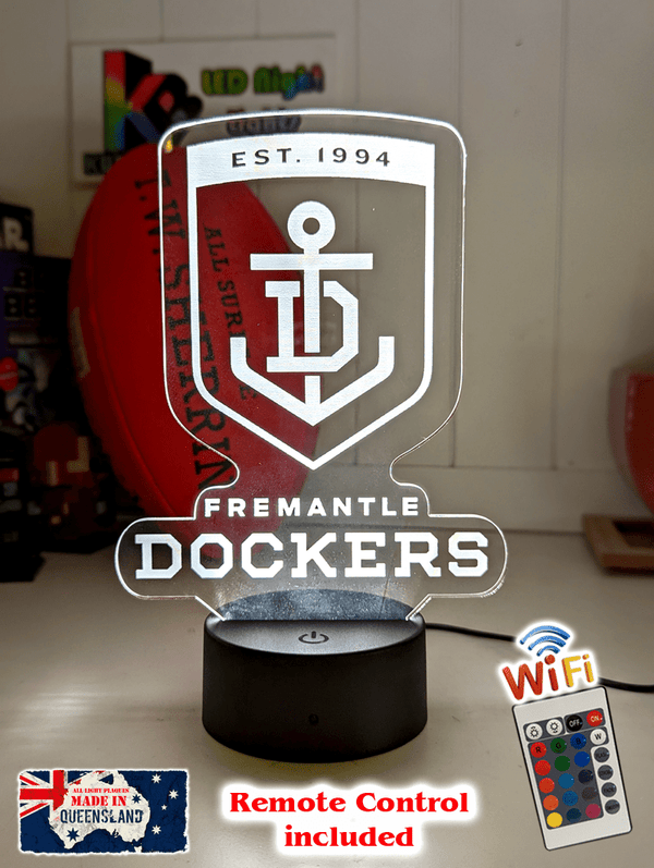 Freemantle Dockers 3D LED lamp with 16-colour light modes and remote.