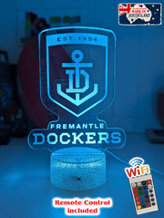 Freemantle Dockers 3D LED ball light – AFL team décor for man caves, bars or fan spaces.