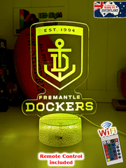 Freemantle Dockers 3D LED night lamp in gift box – perfect personalised AFL fan gift.