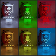 Freemantle Dockers 3D LED night light glowing softly in a child’s room. white crackle base colour change collage 