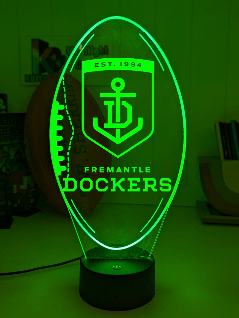 Fremantle dockers 3D LED ball night light – 16-colour remote lamp for kids, bar or mancave.