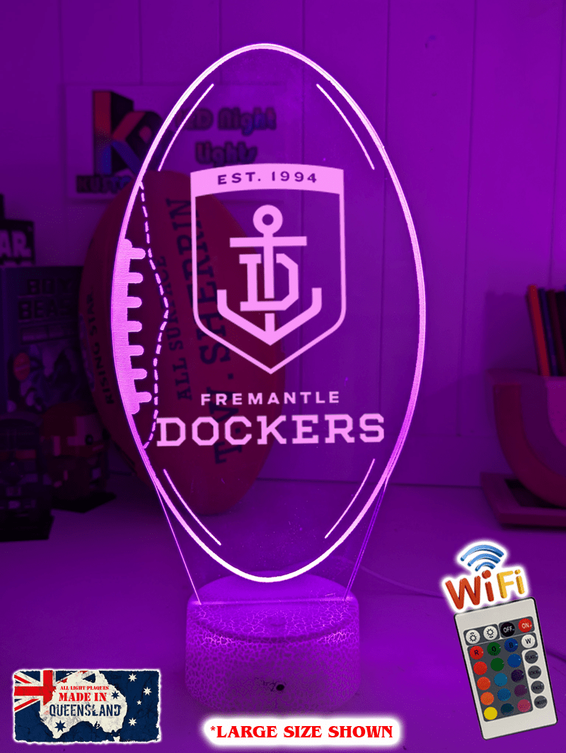 Freemantle Dockers Australian Football Club 3D LED Night Light white crackle base 