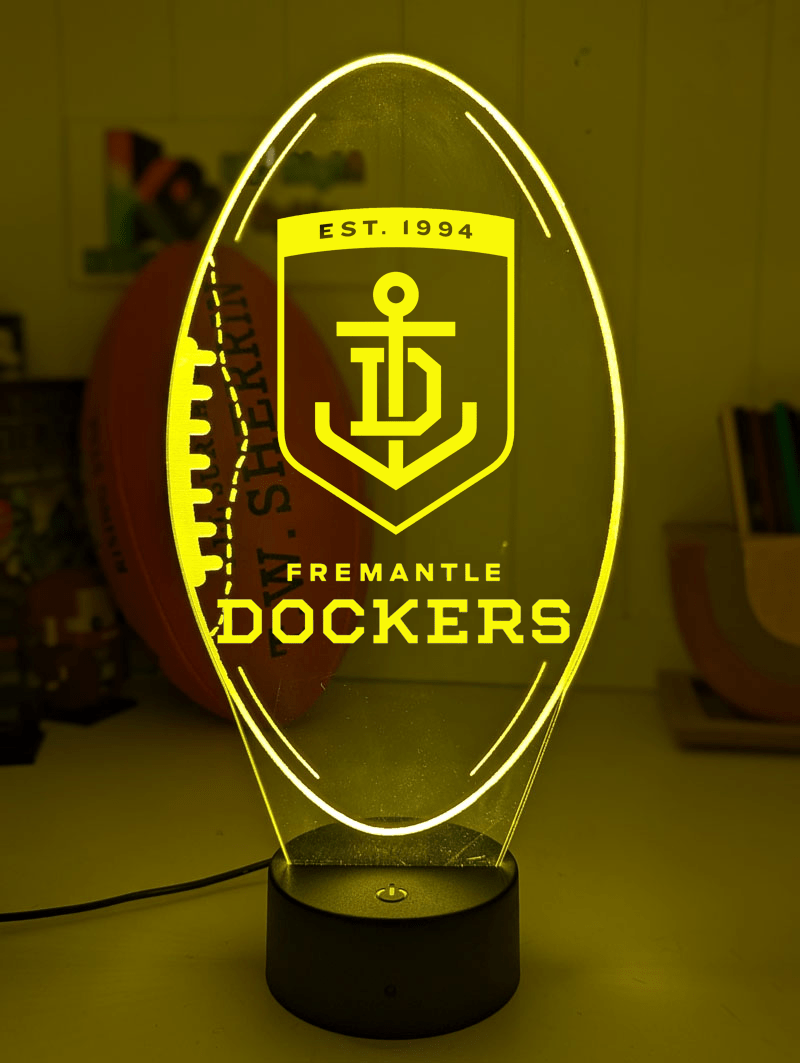 Fremantle dockers 3D LED lamp with 16-colour remote control – adjustable brightness and fade.