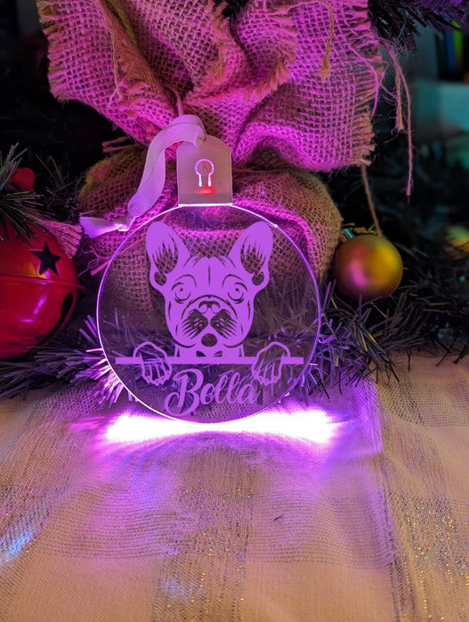 French Bulldog Dog Personalised Name Christmas Light Bauble Decoration - KustomboxNight Lights & Ambient LightingKustomboxBauble - Standard Size