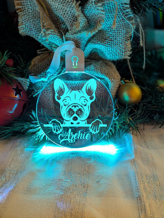 French Bulldog Dog Personalised Name Christmas Light Bauble Decoration - KustomboxNight Lights & Ambient LightingKustomboxBauble - Standard Size