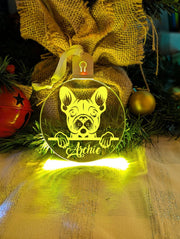 French Bulldog Dog Personalised Name Christmas Light Bauble Decoration - KustomboxNight Lights & Ambient LightingKustomboxBauble - Standard Size