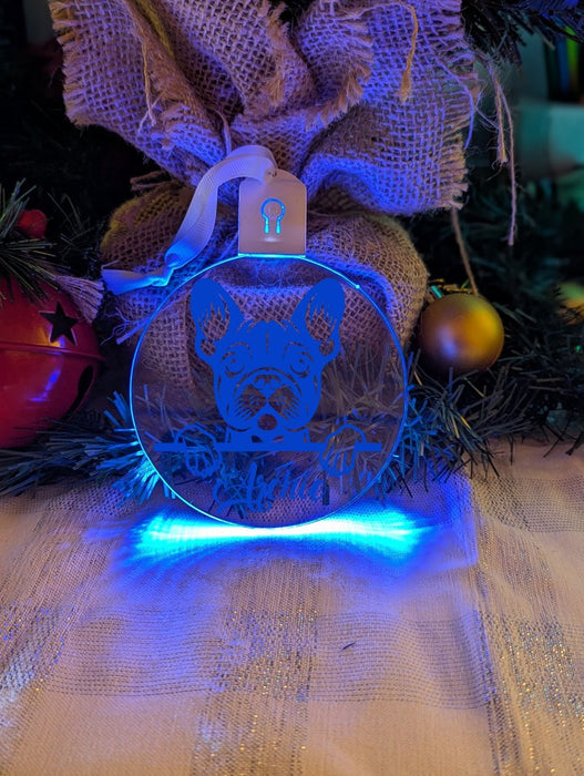 French Bulldog Dog Personalised Name Christmas Light Bauble Decoration - KustomboxNight Lights & Ambient LightingKustomboxBauble - Standard Size