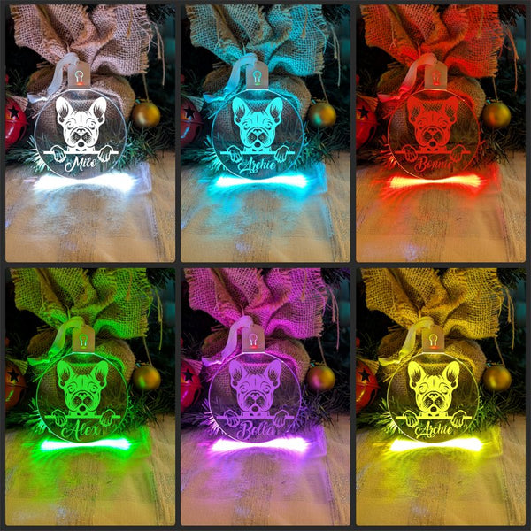 French Bulldog Dog Personalised Name Christmas Light Bauble Decoration - KustomboxNight Lights & Ambient LightingKustomboxBauble - Standard Size