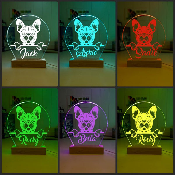 French Bulldog Pet Personalised Name 3D LED Room Light Decor - KustomboxNight Lights & Ambient LightingKustomboxStandard Size