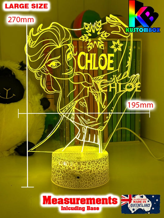 Frozen Elsa Personalised Name 3D LED Night Light Childrens Lamp - KustomboxNight Lights & Ambient LightingKustomboxStandard Size - No Name