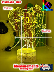 Frozen Elsa Personalised Name 3D LED Night Light Childrens Lamp - KustomboxNight Lights & Ambient LightingKustomboxStandard Size - No Name