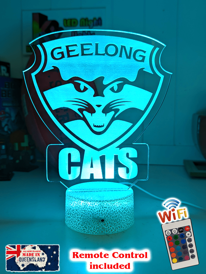 Geelong Cats Australian Football Club 3D LED Night Light Lamp  white crackle base 