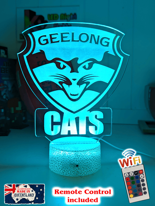 Geelong Cats Australian Football Club 3D LED Night Light Lamp  white crackle base 